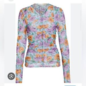 Veronica Beard Blue and Purple Ruched Blouse